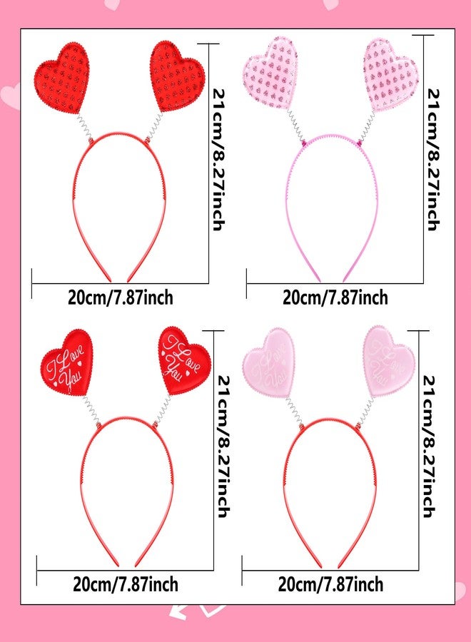 Restroma 16 Pcs Valentine Headbands Love Heart Antenna Hair Headpiece Red Heart Bopper for Women Girls Valentines Party Decor Photo Props - Image 2
